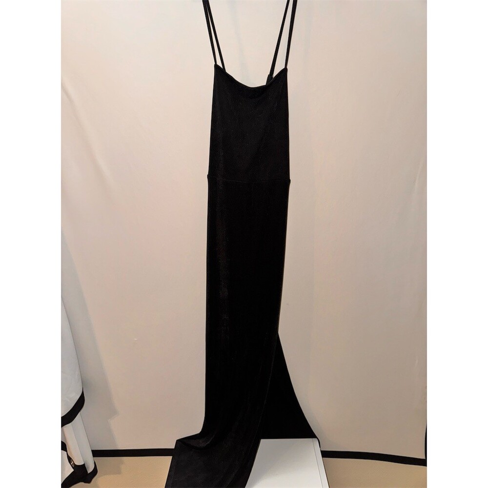& Other Stories Dress Womens M Black Velvet Maxi Bodycon Corset Lace-Up
